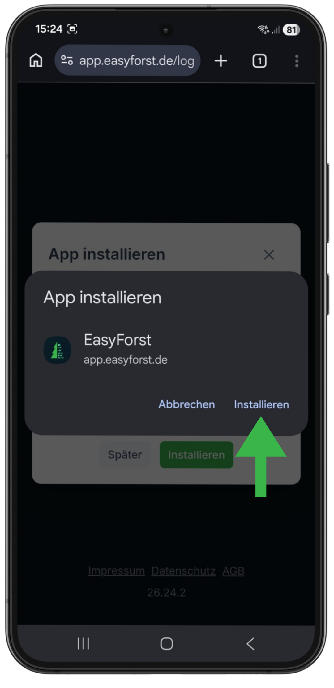 Android Screenshot: Installation bestätigen